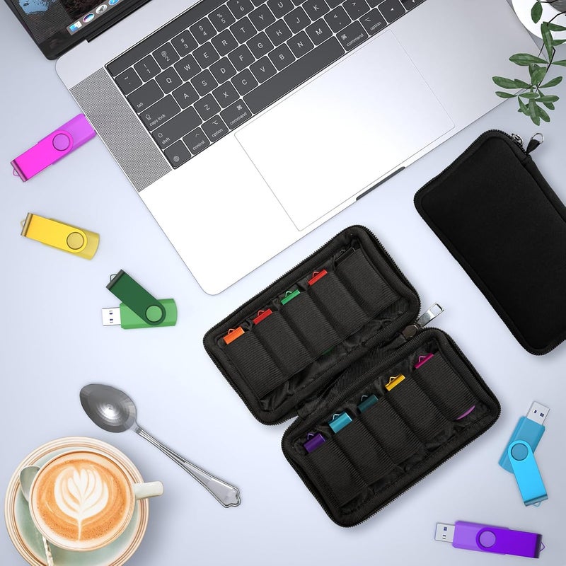 WesData Flash Drive Case, USB Drive Holder, Storage Bag for Thumb Drive, Light Weight and Easy to Put into Handbag, Protect and Store Small Items, 10 Slots Electronic Accessories Organizer - Image 4